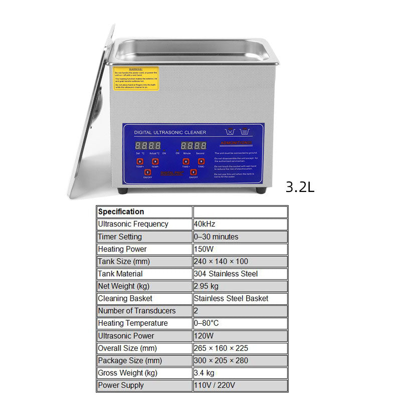 Digital Ultrasonic Cleaner – Multiple Tank Sizes (1.3L-30L) | 40 kHz Deep Cleaning