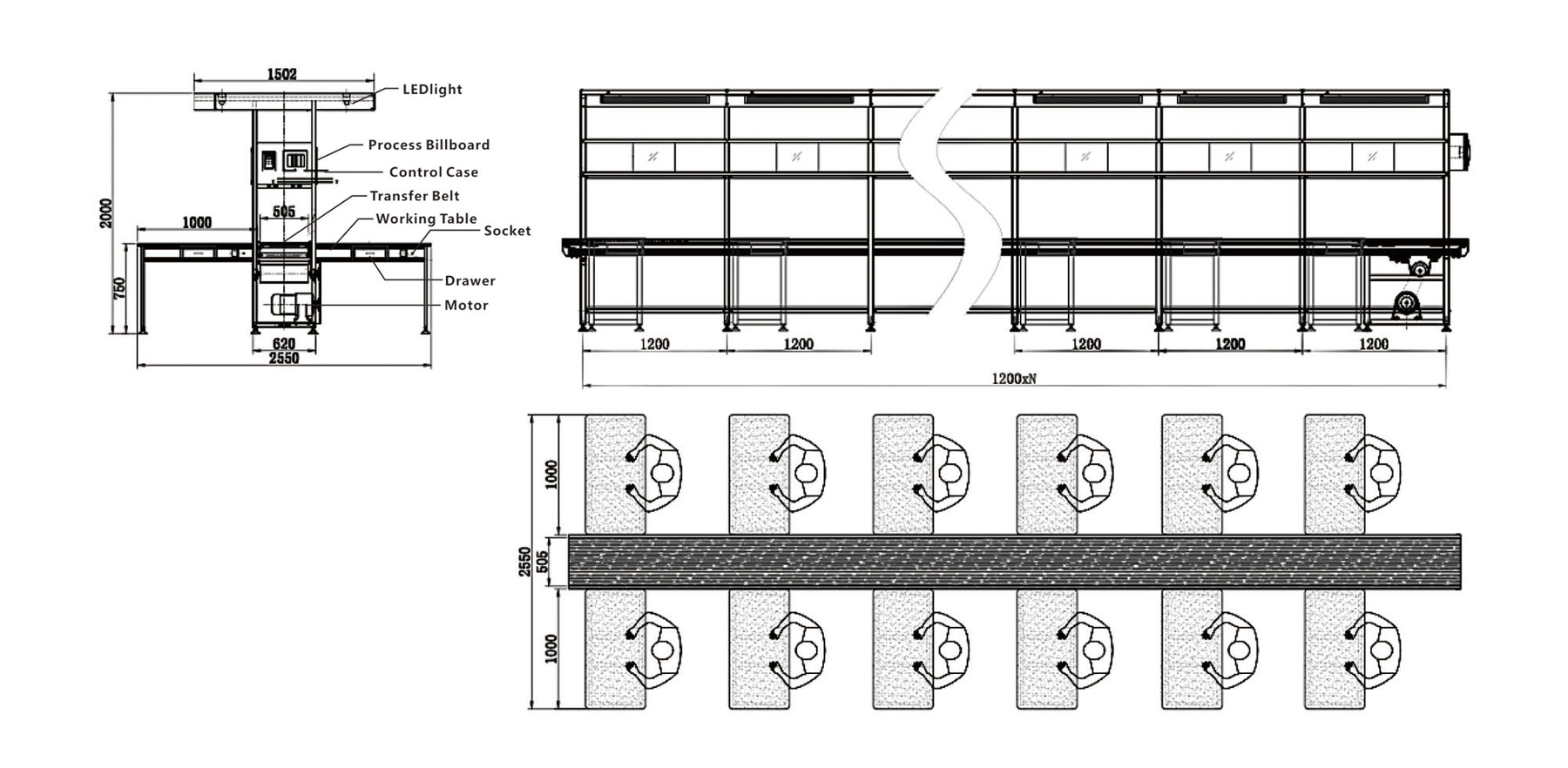 10.5M Electronic Assembly Line with Independent Workbench